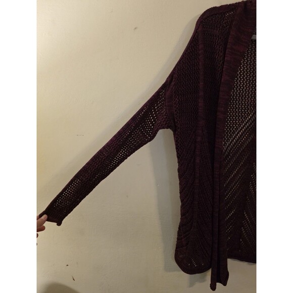Roxy Women's Sm Take Stock Long Open Weave Boho Purple Maroon Cardigan‎ Sweater - Picture 4 of 8